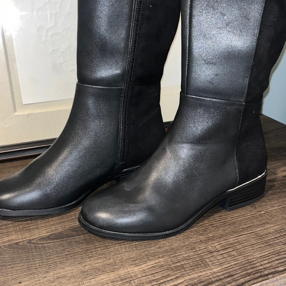Alfani Step Flex Leather Ludlowe Over-The-Knee Black Boots sz 5.5M NWT / NWOB